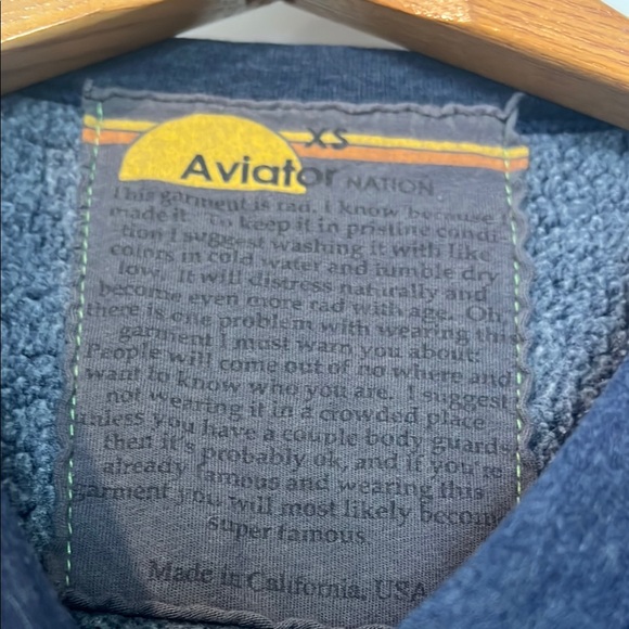 Aviator Nation Bolt Embroidery Striped Crop Crewneck Navy - Picture 4 of 9